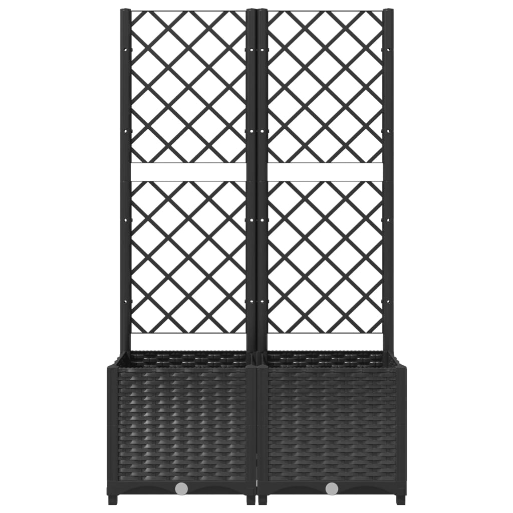 Jardinera de jardín con enrejado, color negro, 80 x 40 x 136 cm, PP