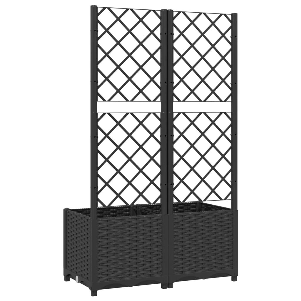 Jardinera de jardín con enrejado, color negro, 80 x 40 x 136 cm, PP