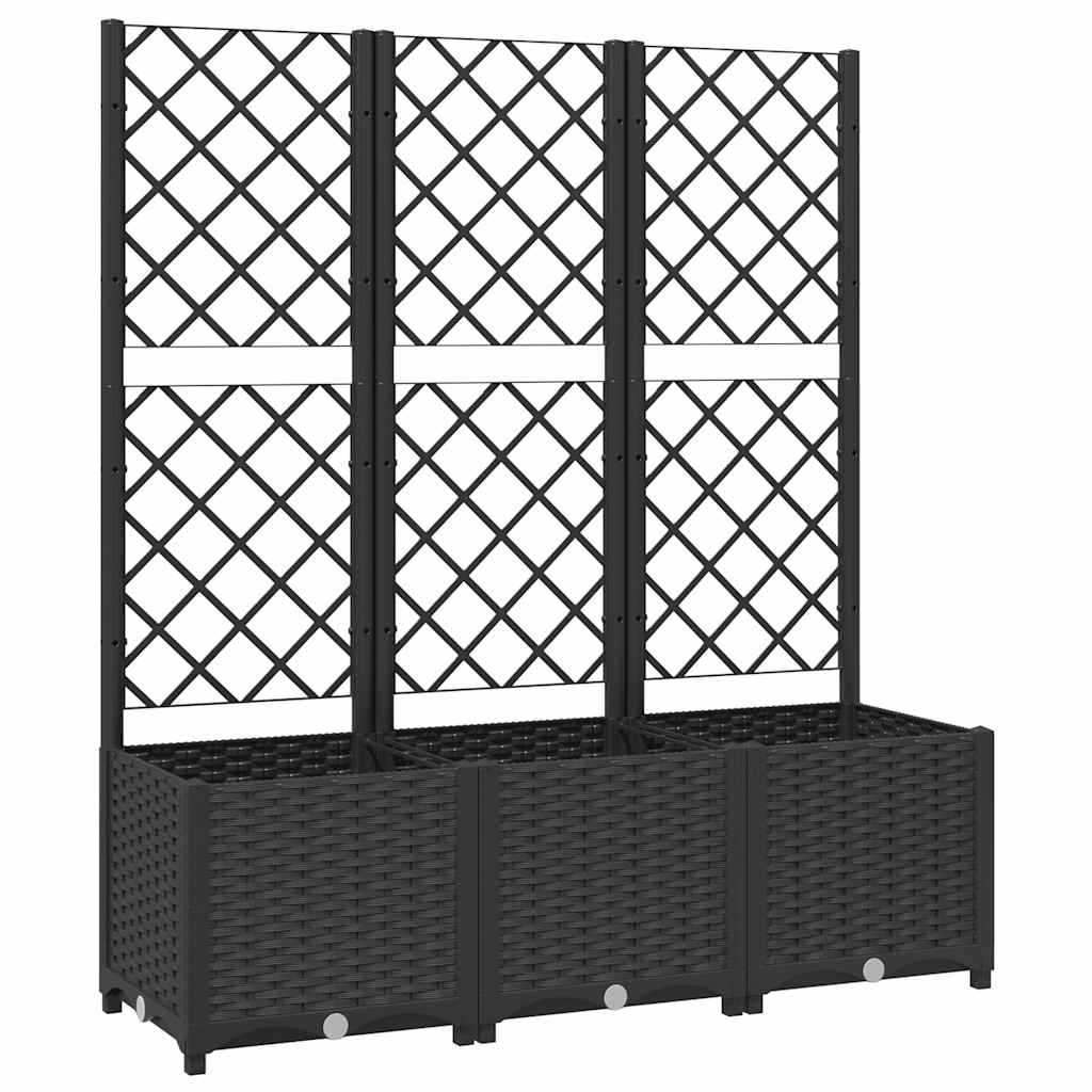 Jardinera de jardín con enrejado, color negro, 120 x 40 x 136 cm, PP