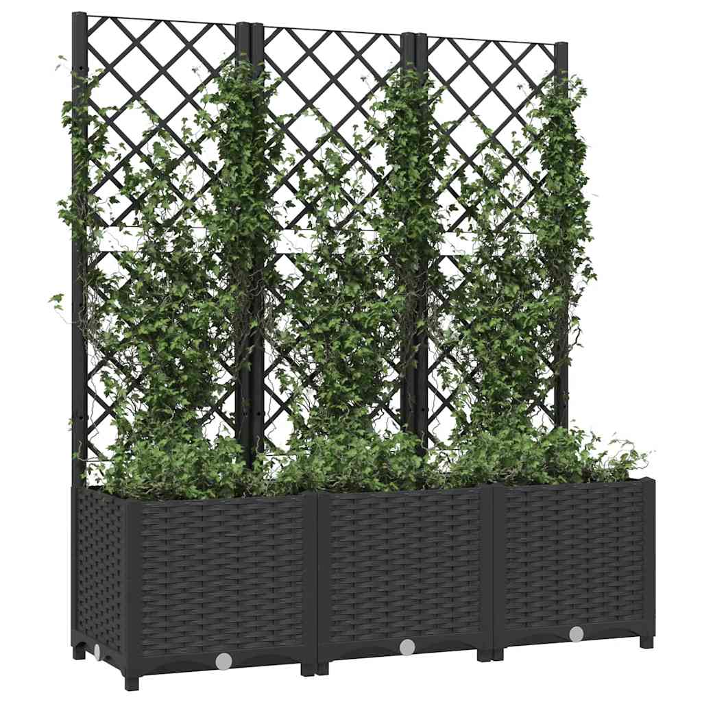 Jardinera de jardín con enrejado, color negro, 120 x 40 x 136 cm, PP