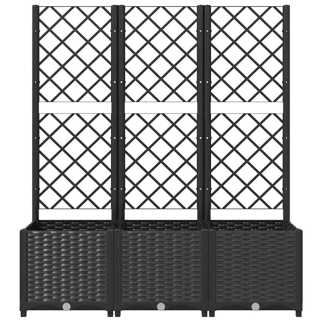 Jardinera de jardín con enrejado, color negro, 120 x 40 x 136 cm, PP