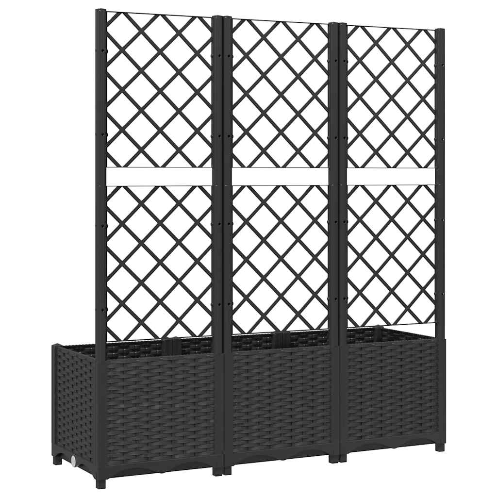 Jardinera de jardín con enrejado, color negro, 120 x 40 x 136 cm, PP