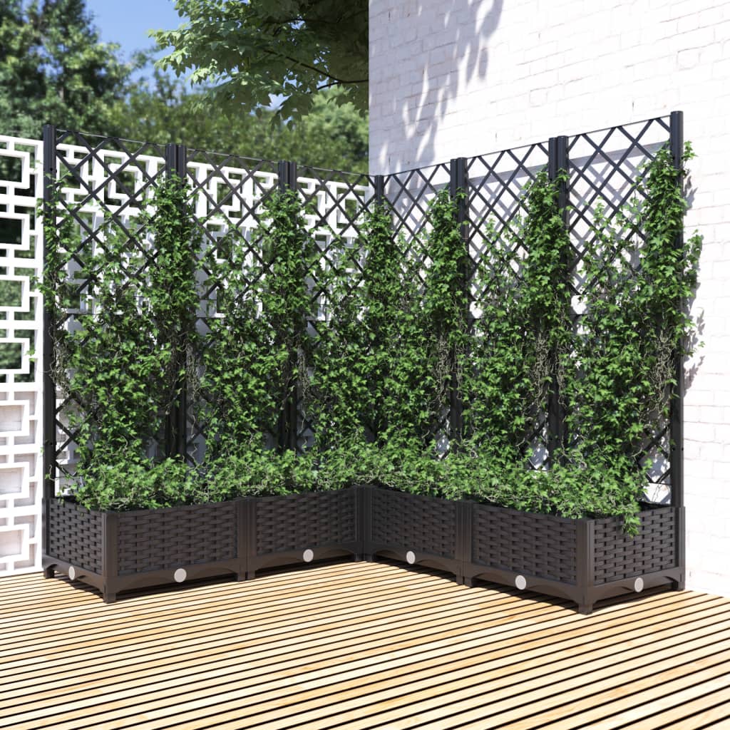 Jardineira com treliça PP azul cinzento 120x120x121,5 cm