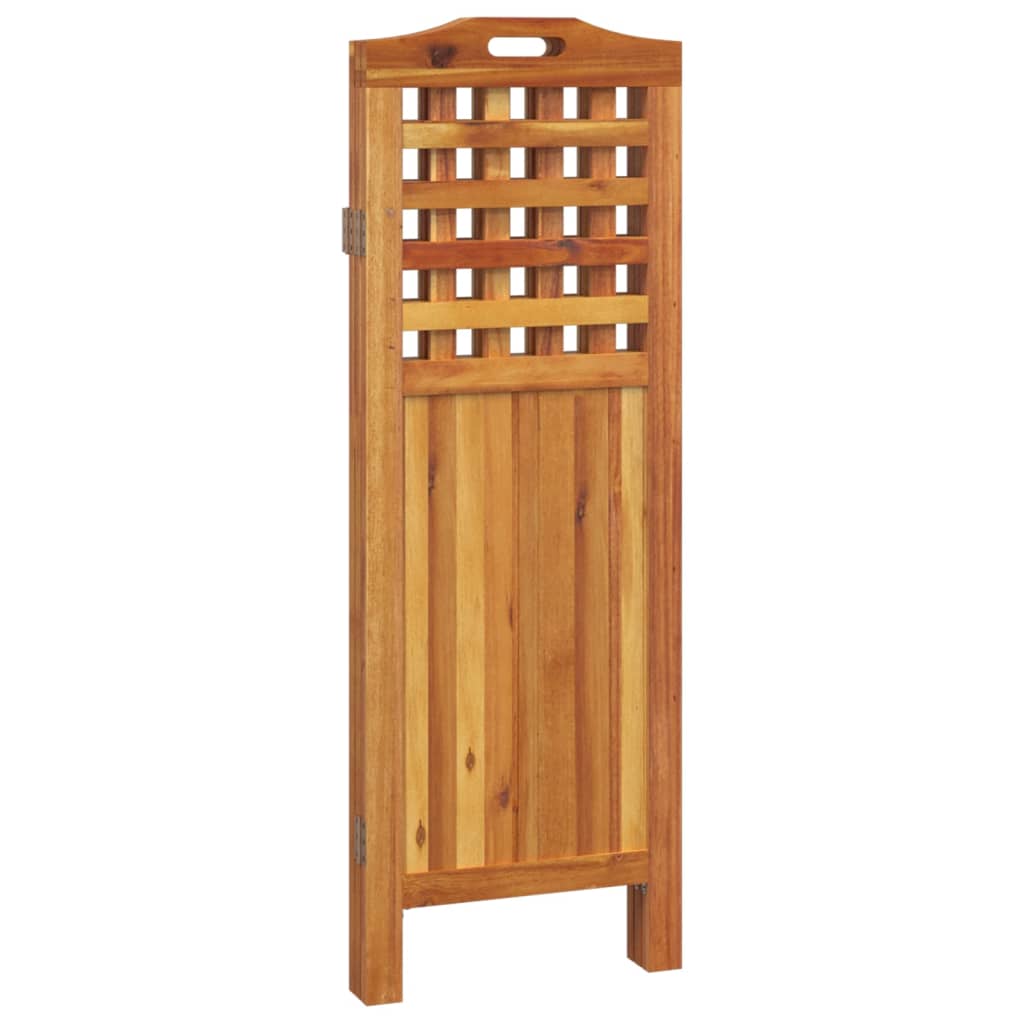 Biombo de 3 paneles de madera maciza de acacia 121,5x2x115 cm