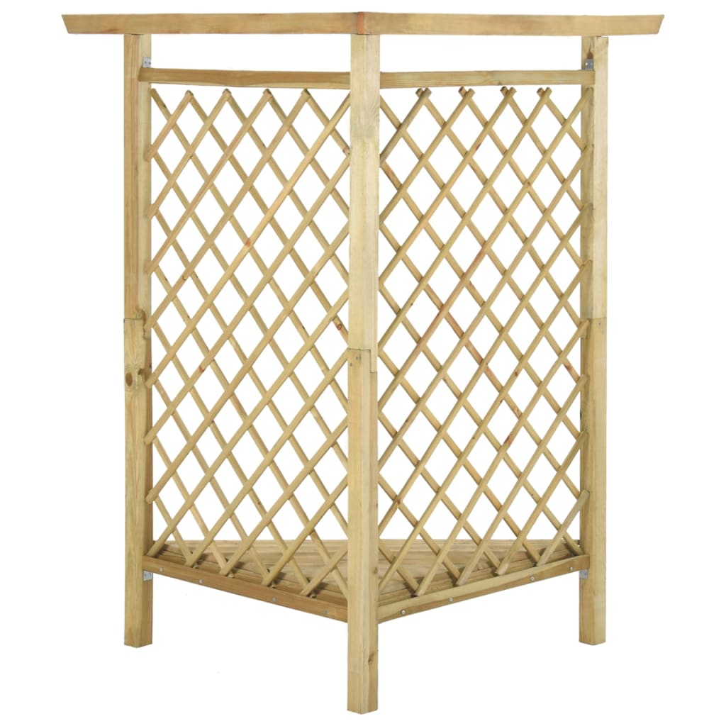 Pérgola esquinera con banco madera pino impregnada 166x81x174cm