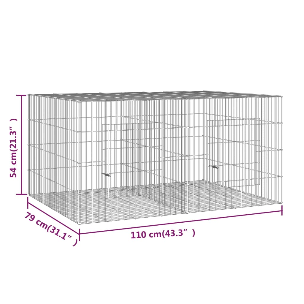 Jaula para conejos 2 paneles hierro galvanizado 110x79x54 cm