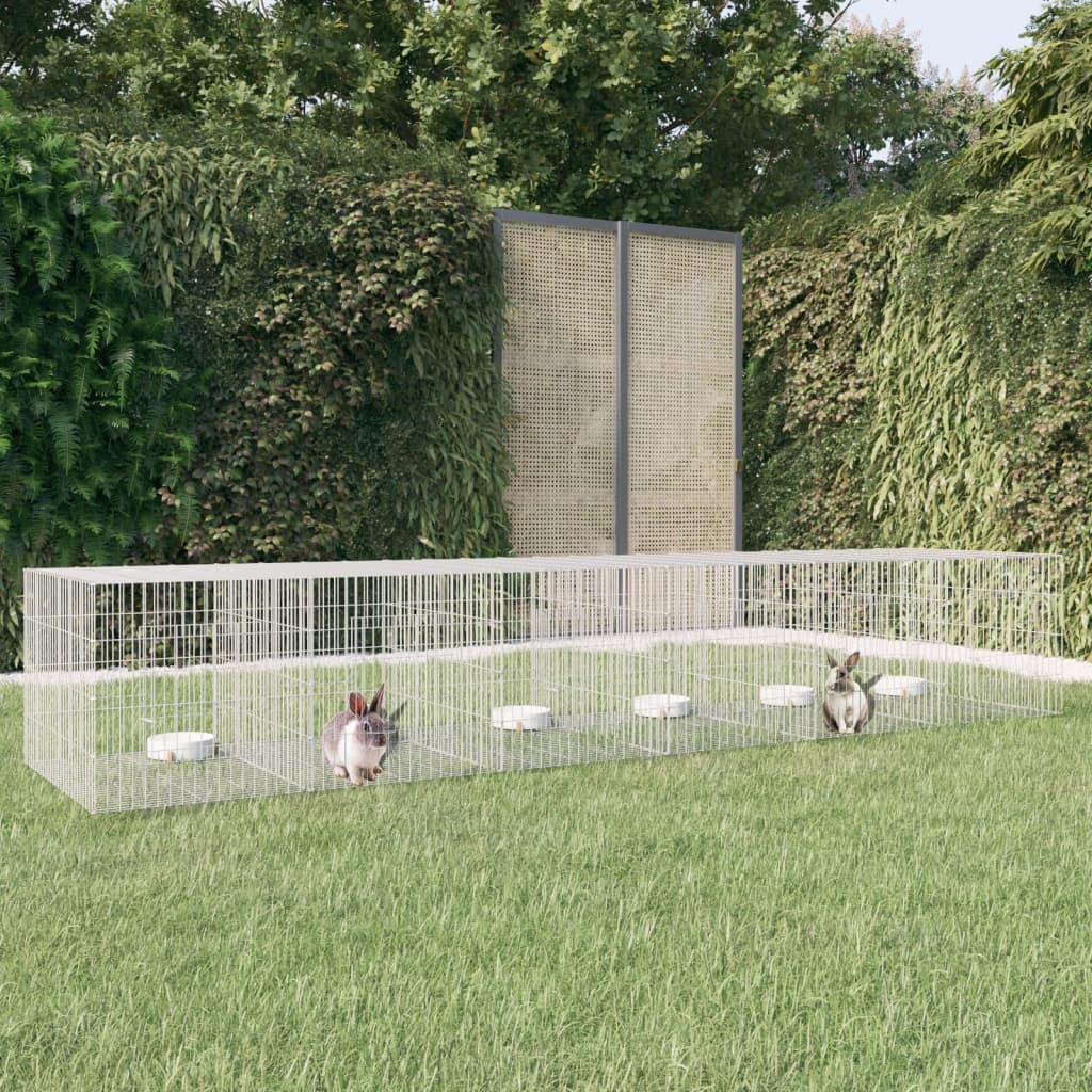 Jaula para conejos 5 paneles hierro galvanizado 273x79x54 cm