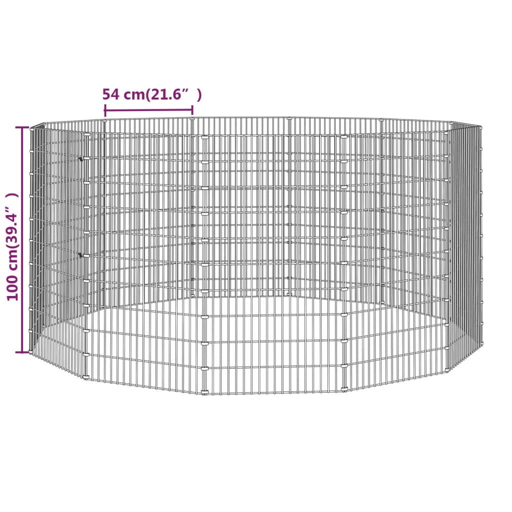Cercado para animales de corral (12 paneles, 54 x 100 cm, hierro galvanizado)