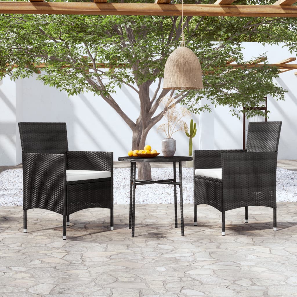 Conjunto de jardim de 3 peças em vime sintético cinzento antracite