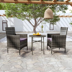 Juego de comedor jardín 3 piezas ratán sintético gris antracita