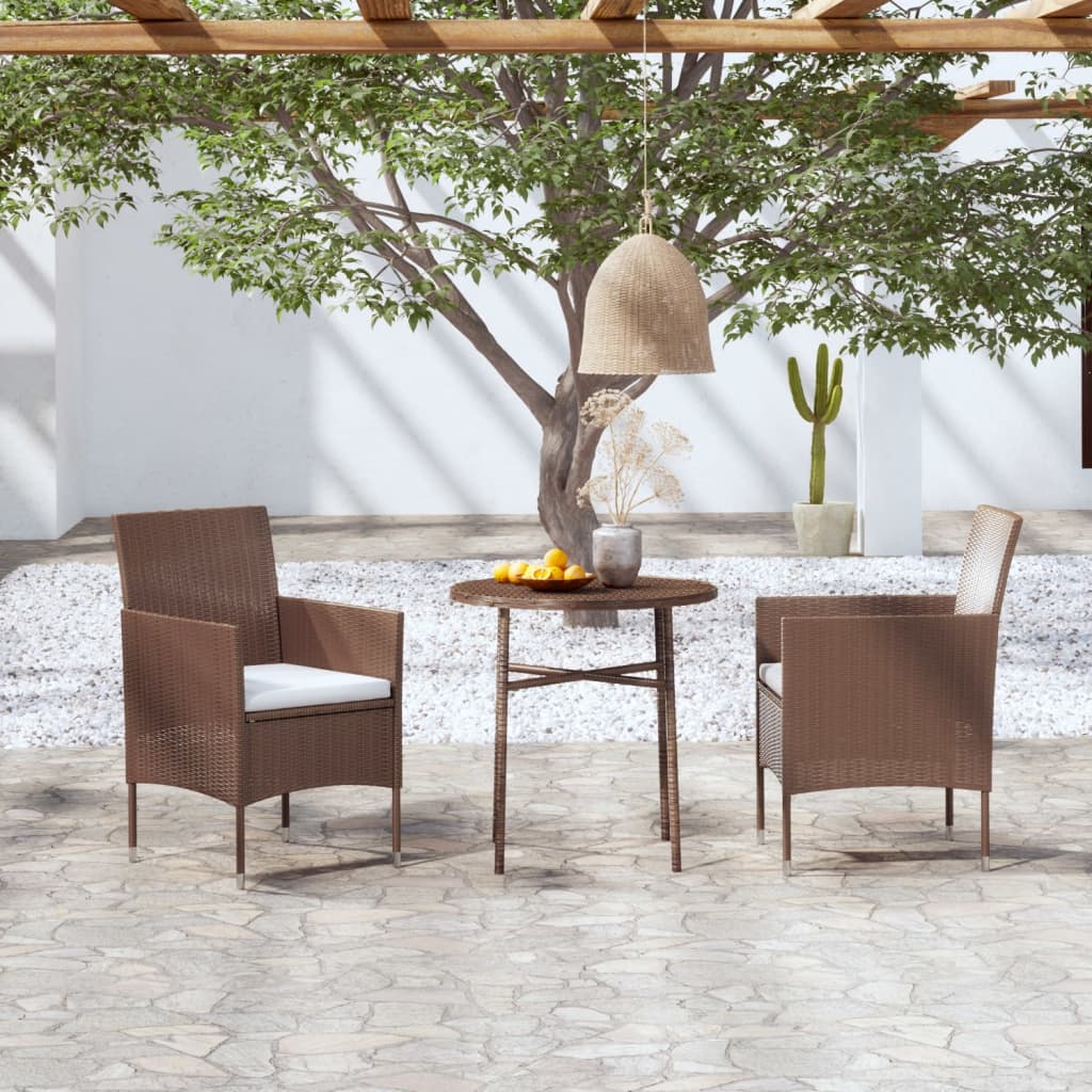 Conjunto de jardim de 3 peças em vime sintético cinzento antracite