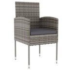 Juego de comedor jardín 3 piezas ratán sintético gris antracita