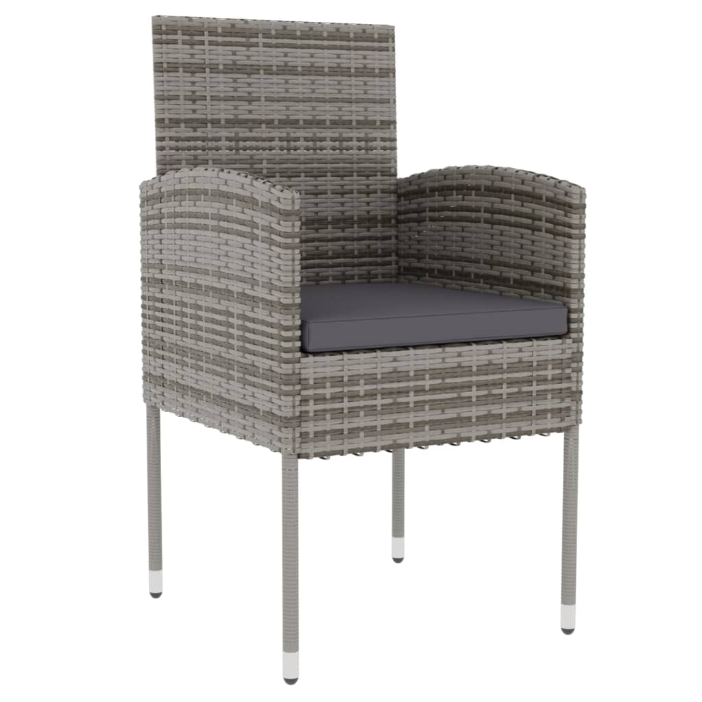 Juego de comedor jardín 3 piezas ratán sintético gris antracita
