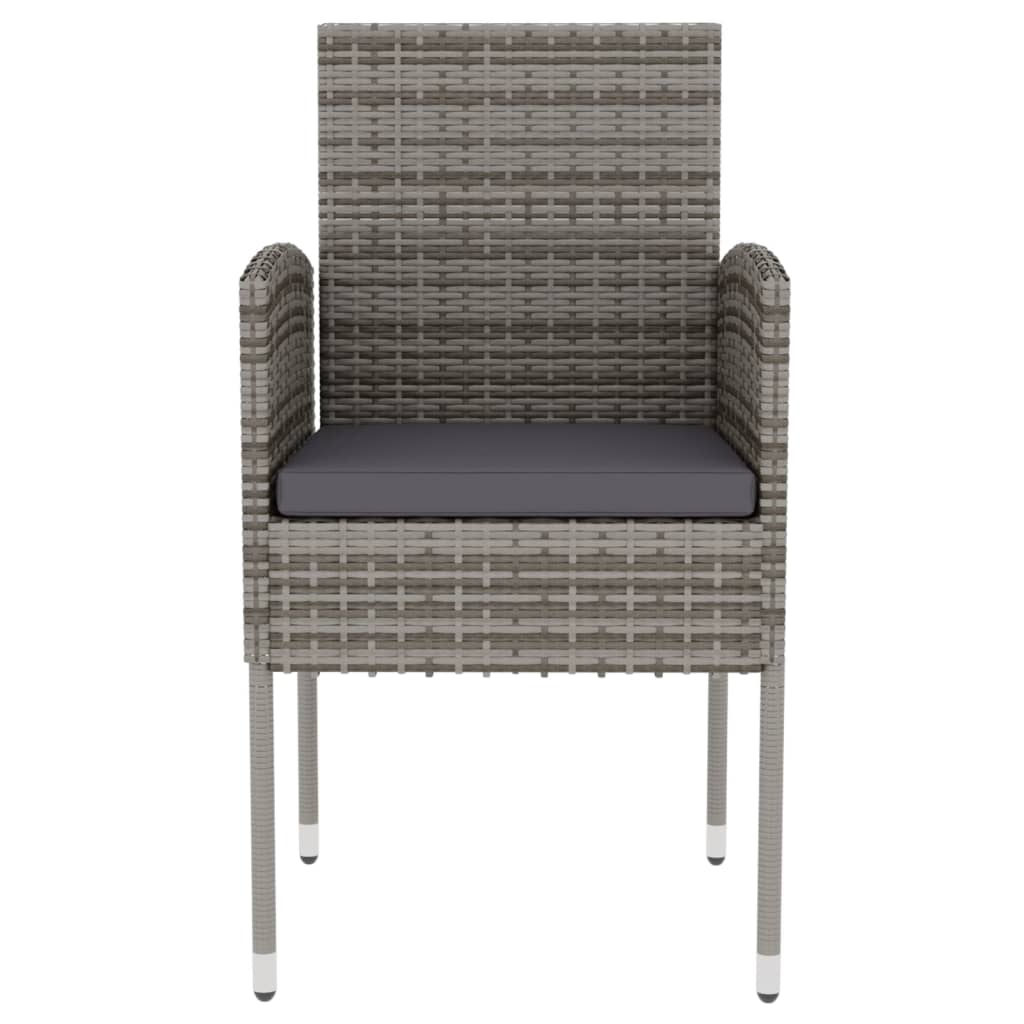Juego de comedor jardín 3 piezas ratán sintético gris antracita