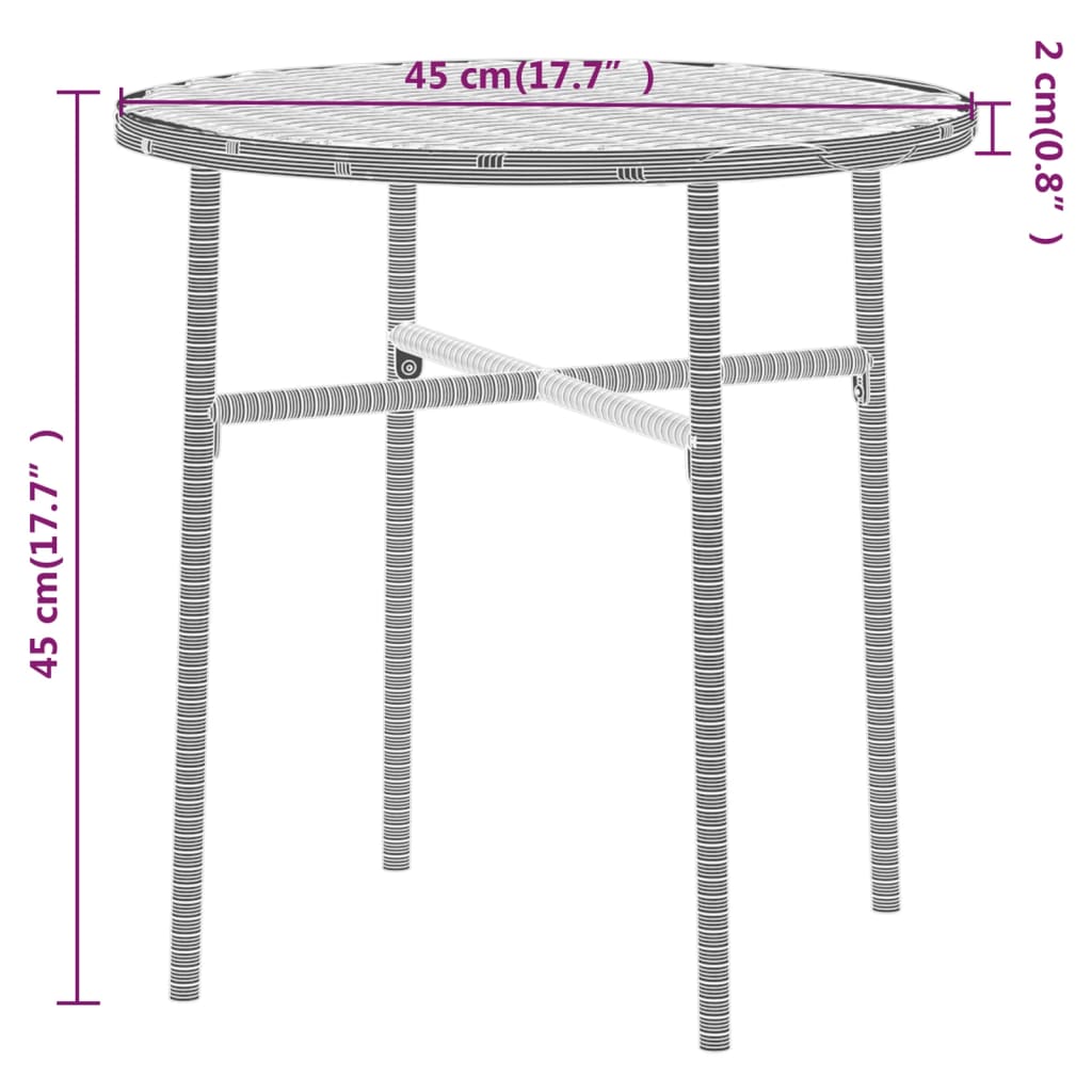 Juego de comedor jardín 3 piezas ratán sintético gris antracita