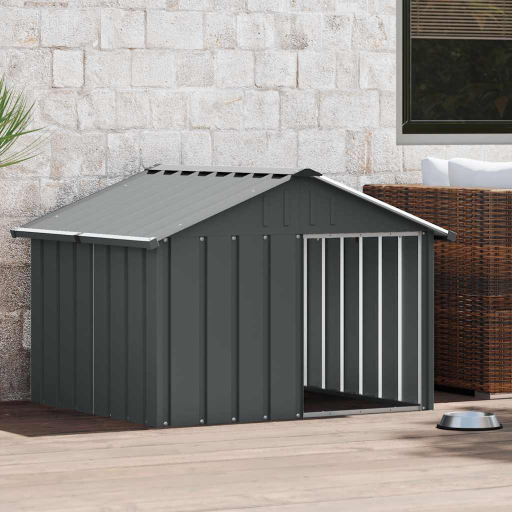 Casa de perro acero galvanizado antracita 116,5x103x81,5 cm