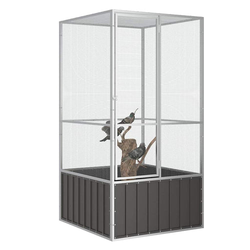 Jaula de pájaros acero galvanizado antracita 111x107x211,5 cm