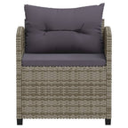 Set de muebles de jardín 3 pzas y cojines ratán sintético gris