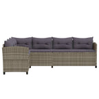 Set de muebles de jardín 3 pzas y cojines ratán sintético gris
