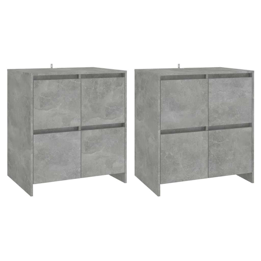 Aparadores 2 uds madera de ingeniería gris hormigón 70x41x75 cm