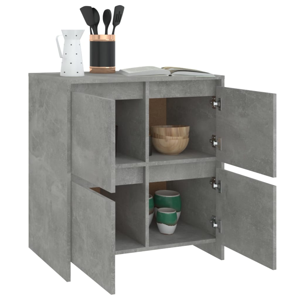 Aparadores 2 uds madera de ingeniería gris hormigón 70x41x75 cm