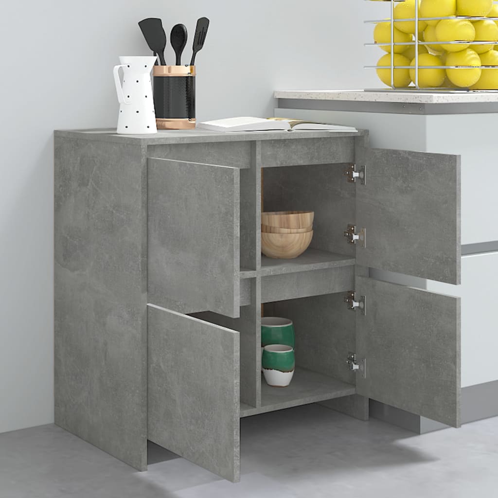 Aparadores 2 uds madera de ingeniería gris hormigón 70x41x75 cm