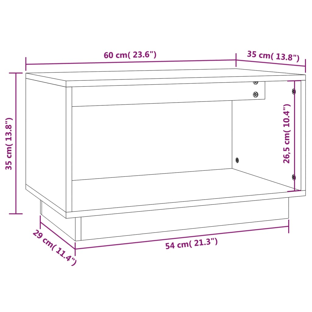 Mueble de TV de madera maciza de pino 60x35x35 cm