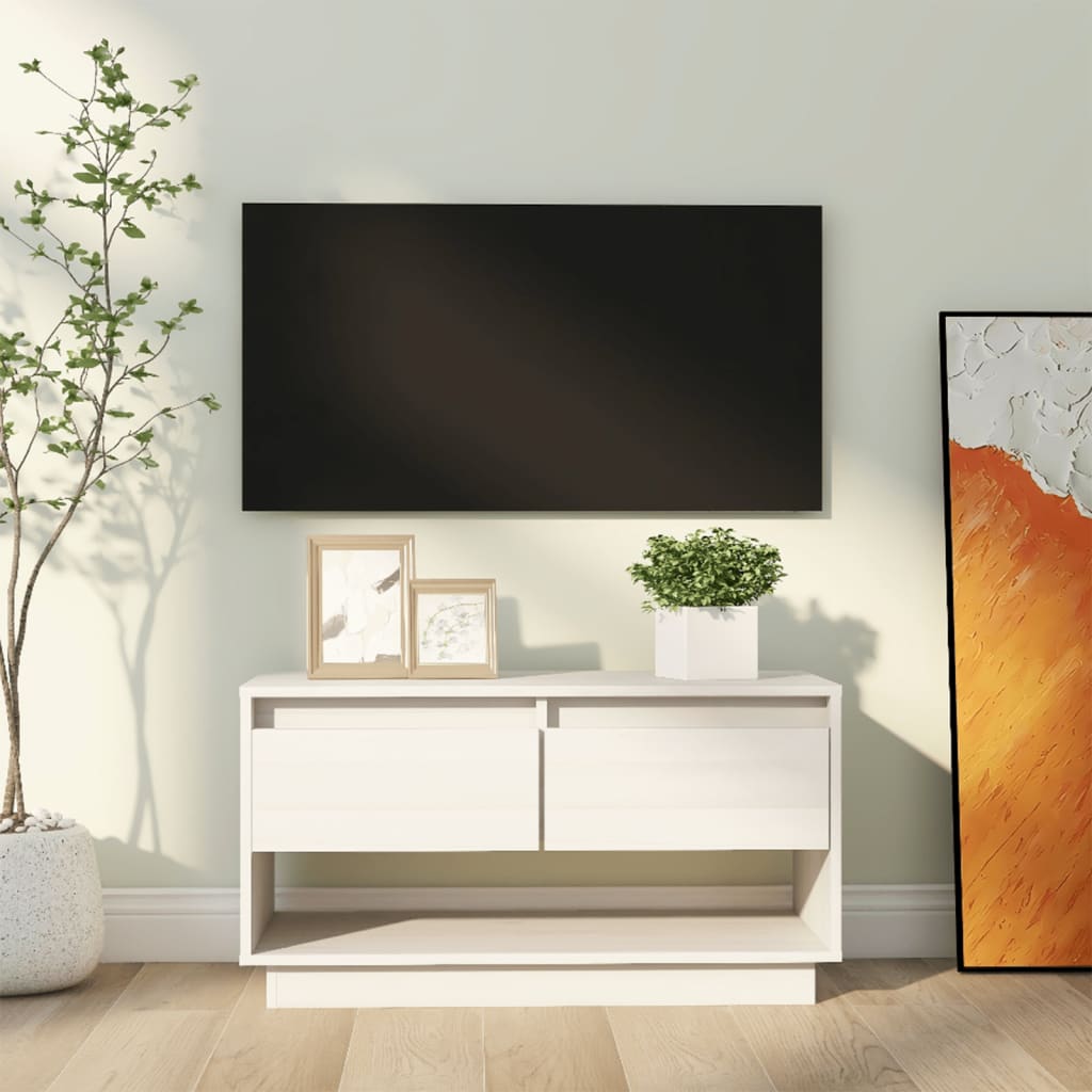 Mueble de TV de madera maciza de pino 110,5x34x40 cm