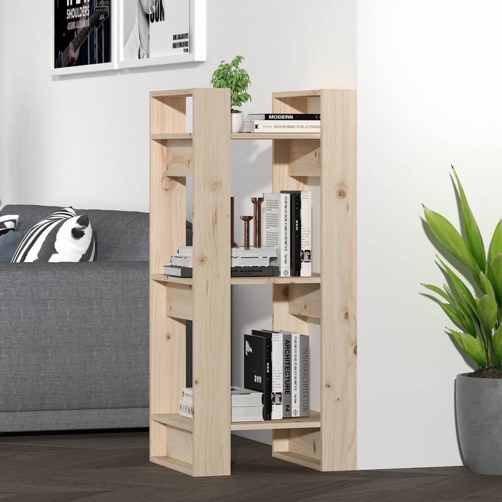 Estantería/divisor de espacios madera maciza negro 60x35x125 cm
