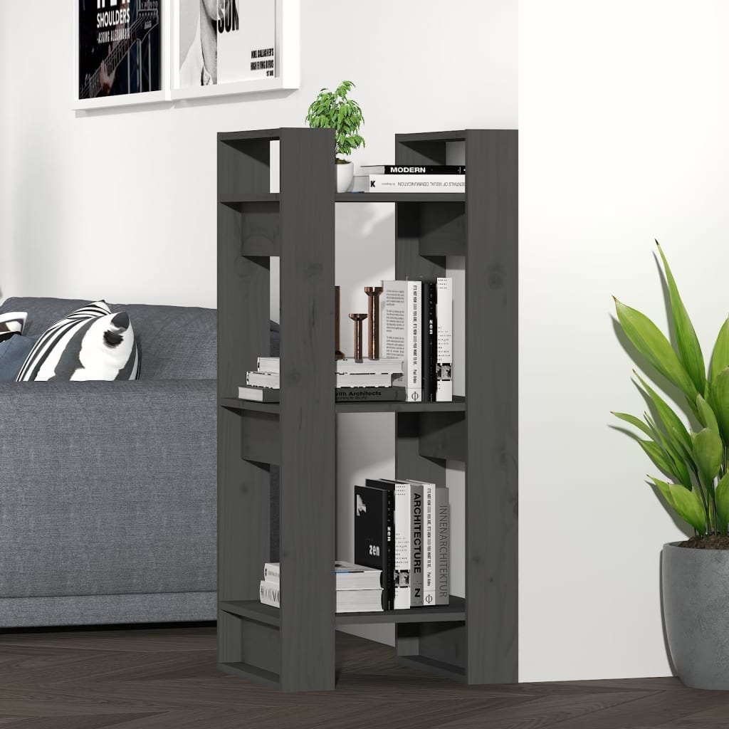 Estantería/divisor de espacios madera maciza negro 60x35x125 cm
