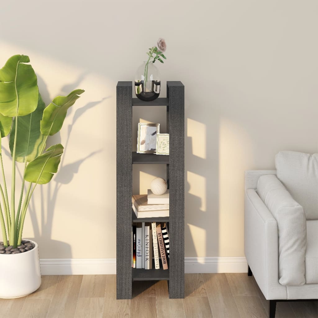 Estantería/divisor de espacios madera maciza negro 60x35x125 cm