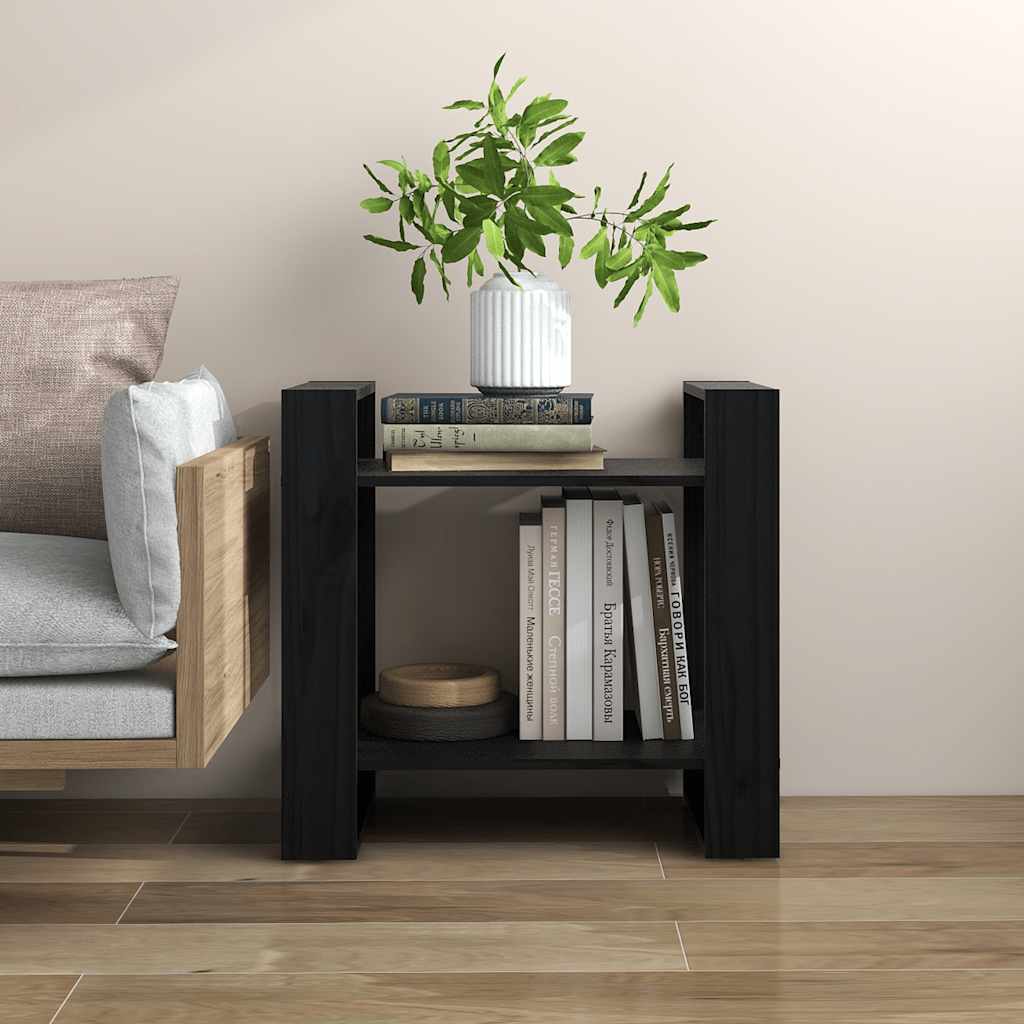 Estantería/divisor de espacios madera maciza negro 60x35x125 cm