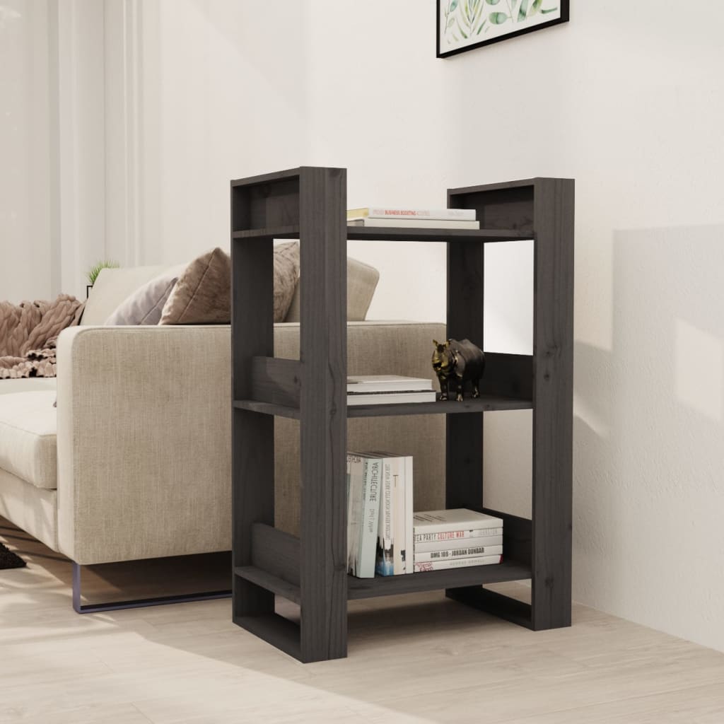 Estantería/divisor de espacios madera maciza negro 60x35x125 cm