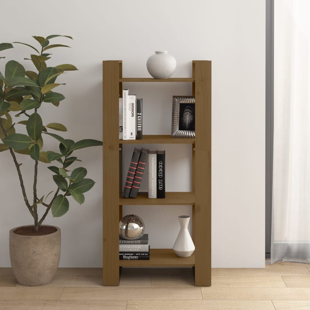 Estantería/divisor de espacios madera maciza negro 60x35x125 cm