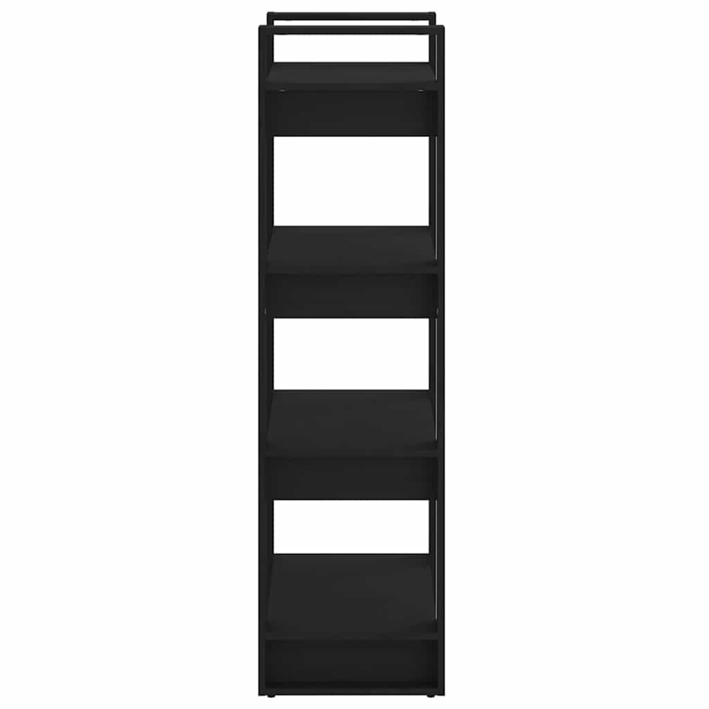 Estantería/divisor de espacios madera maciza negro 60x35x125 cm