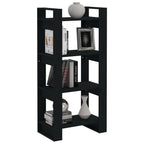 Estantería/divisor de espacios madera maciza negro 60x35x125 cm