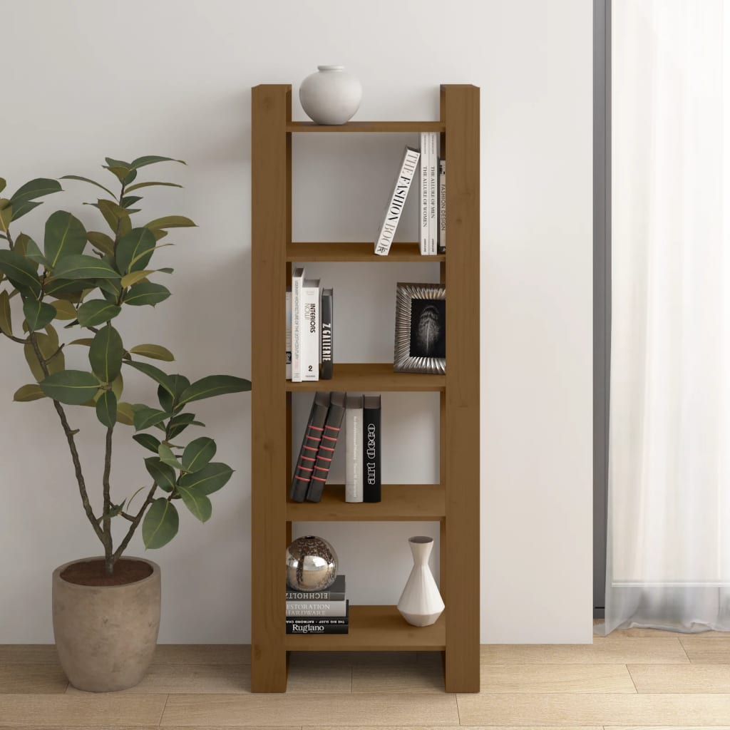 Estantería/divisor de espacios madera maciza negro 60x35x125 cm