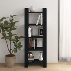 Estantería/divisor de espacios madera maciza negro 60x35x125 cm