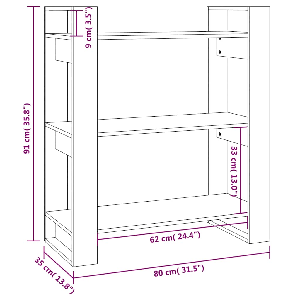 Librero/Biblioteca 80x35x91 cm Madera maciza de pino