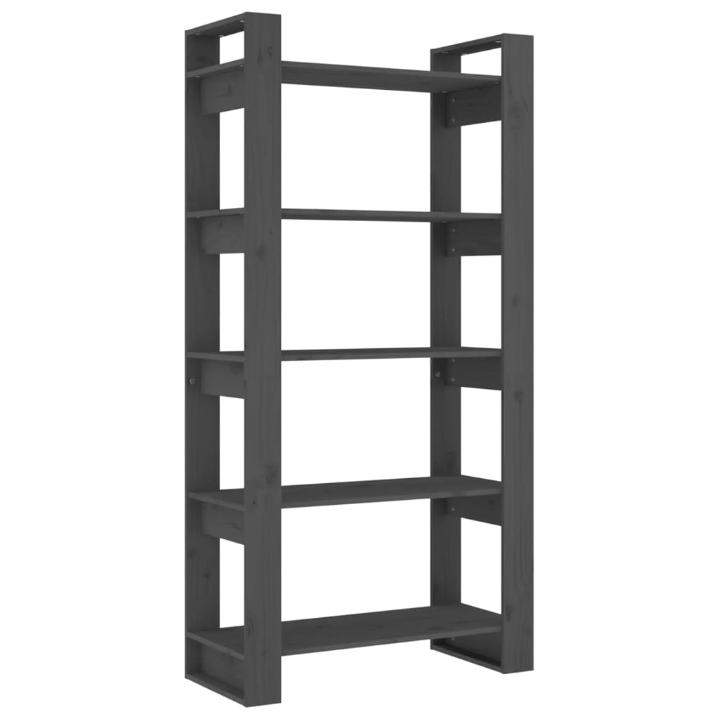 Estantería/divisor de espacios madera maciza gris 80x35x160 cm