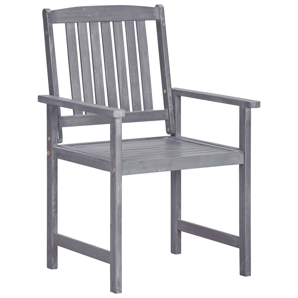 Juego de comedor para jardín 7 piezas madera maciza acacia gris