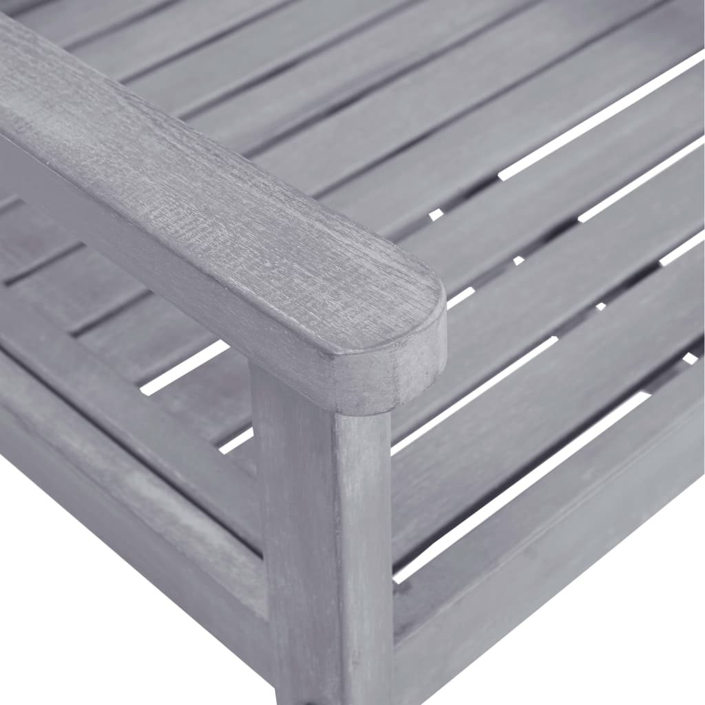 Juego de comedor para jardín 7 piezas madera maciza acacia gris