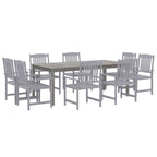 Juego de comedor para jardín 9 piezas madera maciza acacia gris