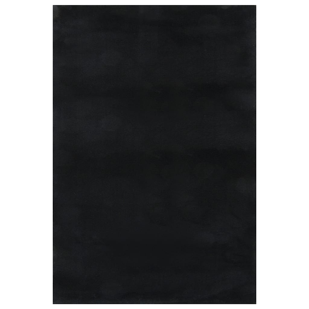 Alfombra de pelo corto esponjoso suave lavable negra 160x230 cm