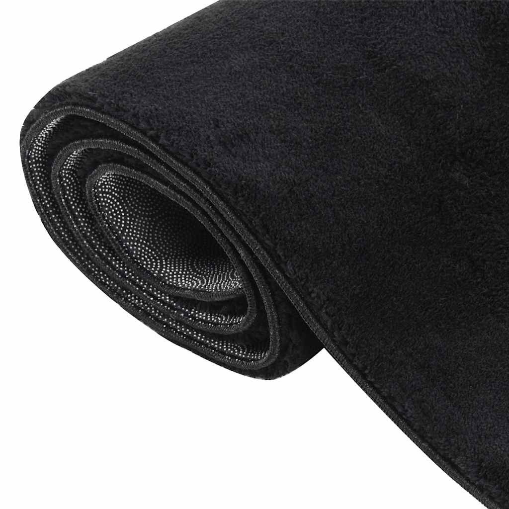 Alfombra de pelo corto esponjoso suave lavable negra 160x230 cm