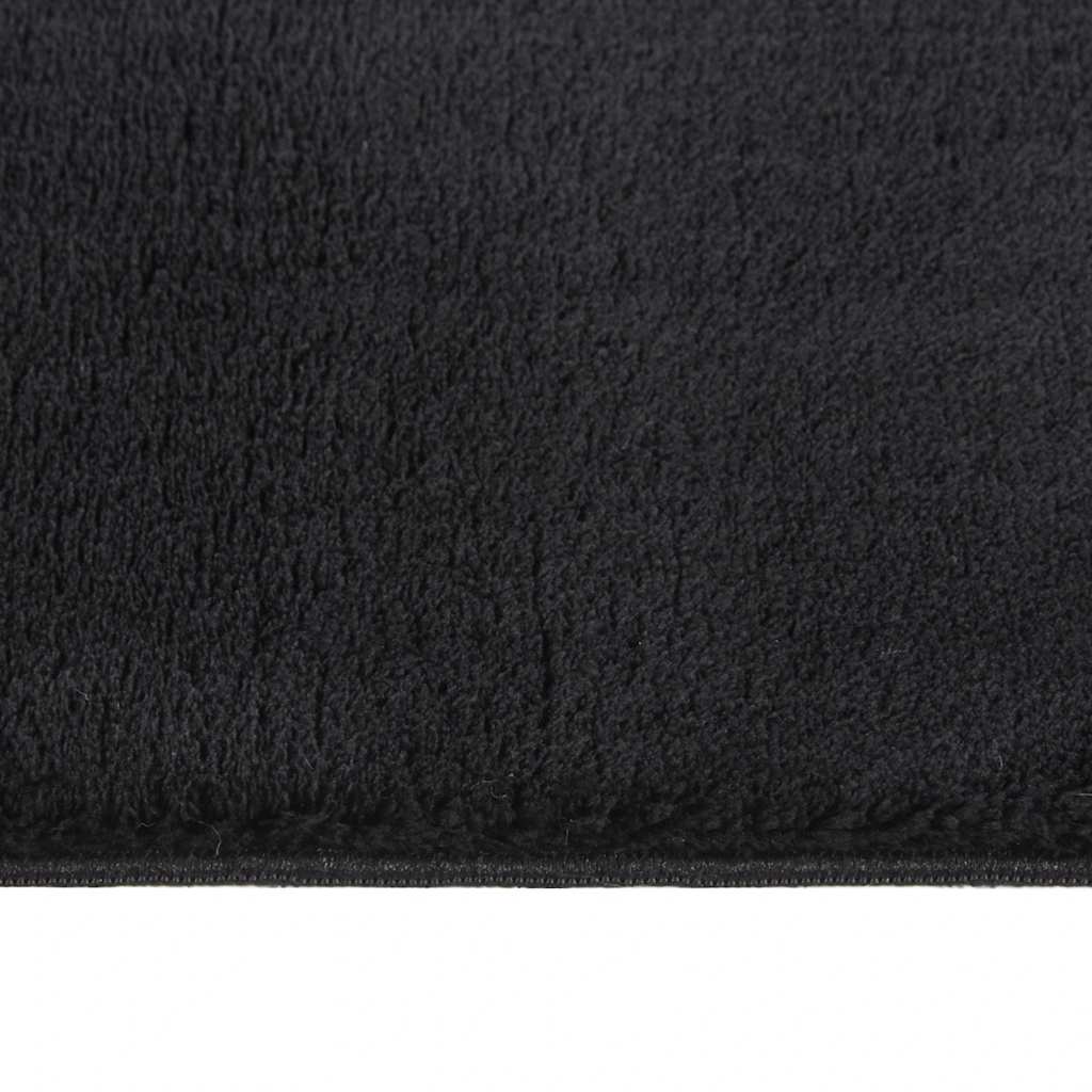 Alfombra de pelo corto esponjoso suave lavable negra 160x230 cm