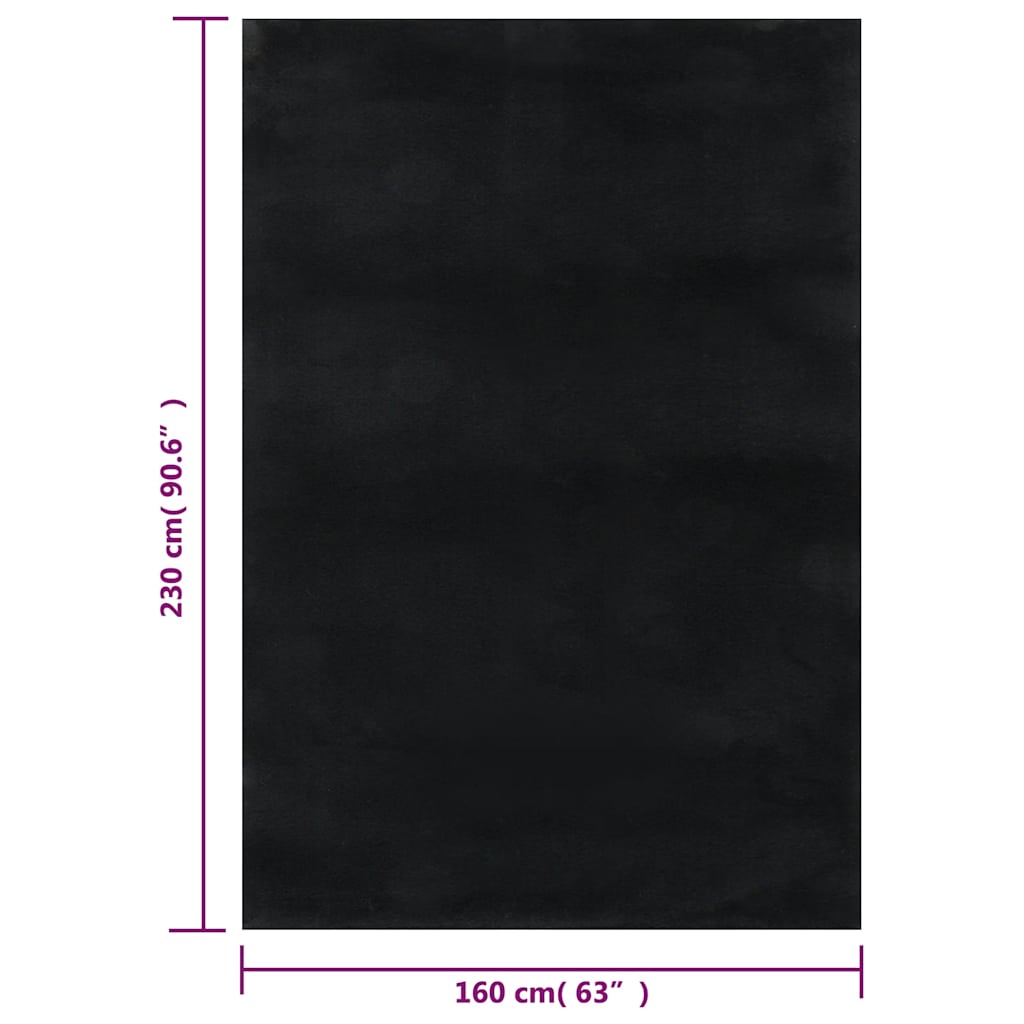 Alfombra de pelo corto esponjoso suave lavable negra 160x230 cm