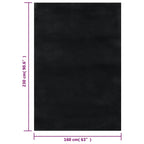 Alfombra de pelo corto esponjoso suave lavable negra 160x230 cm