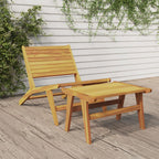 Silla de jardín con reposapiés de madera maciza de teca
