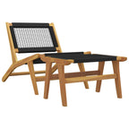 Silla de jardín con reposapiés madera maciza teca y poliéster